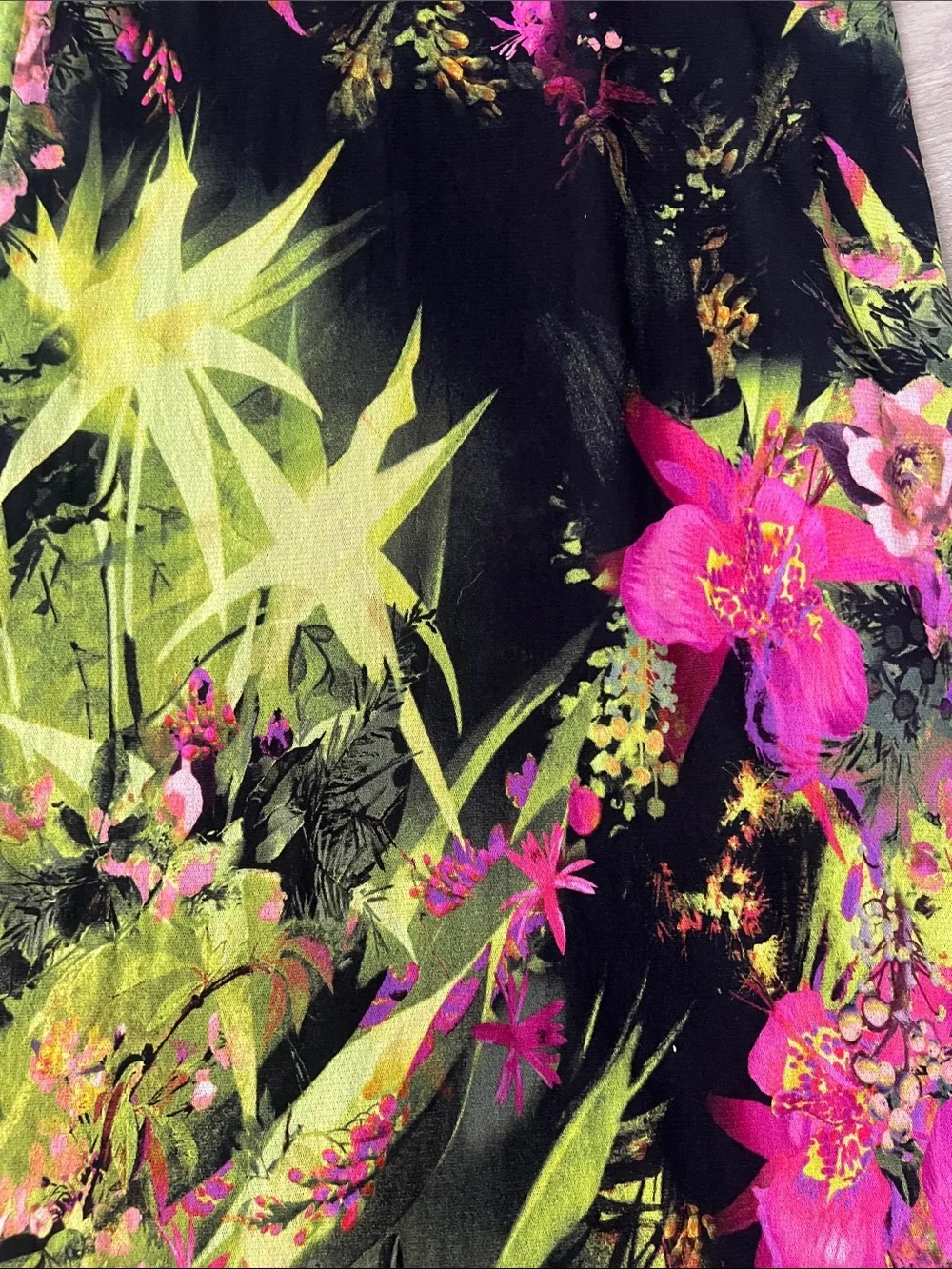 Y2K Fuzzi Italian Micro mesh Floral Maxi Skirt in Black, Neon Green & Fuchsia